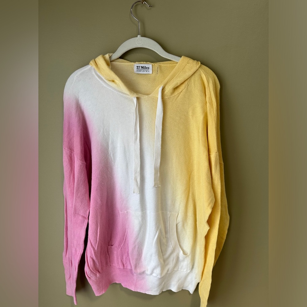 27 miles ombre tie-dyed knit hooded sweater